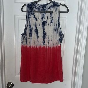 Tie-Dye Sleeveless Top - Red and Blue